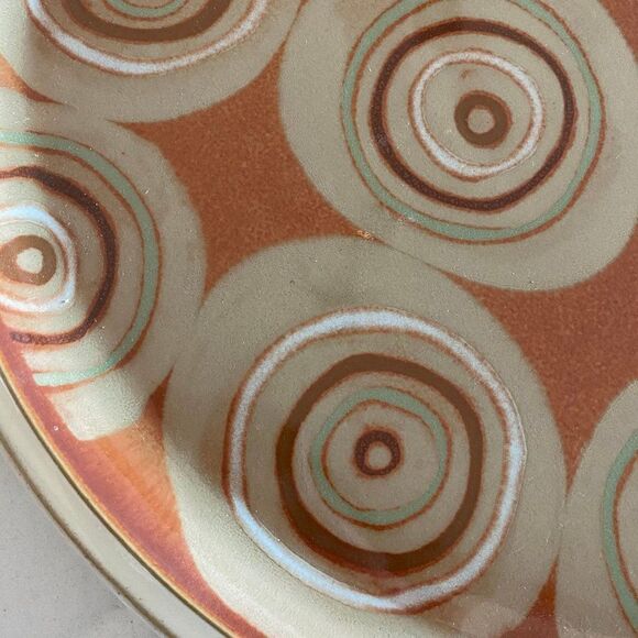 Denby Fire Handmade Rich Colors Mid Century Modern Rare Round Platter, 13.25" - Picture 6 of 9